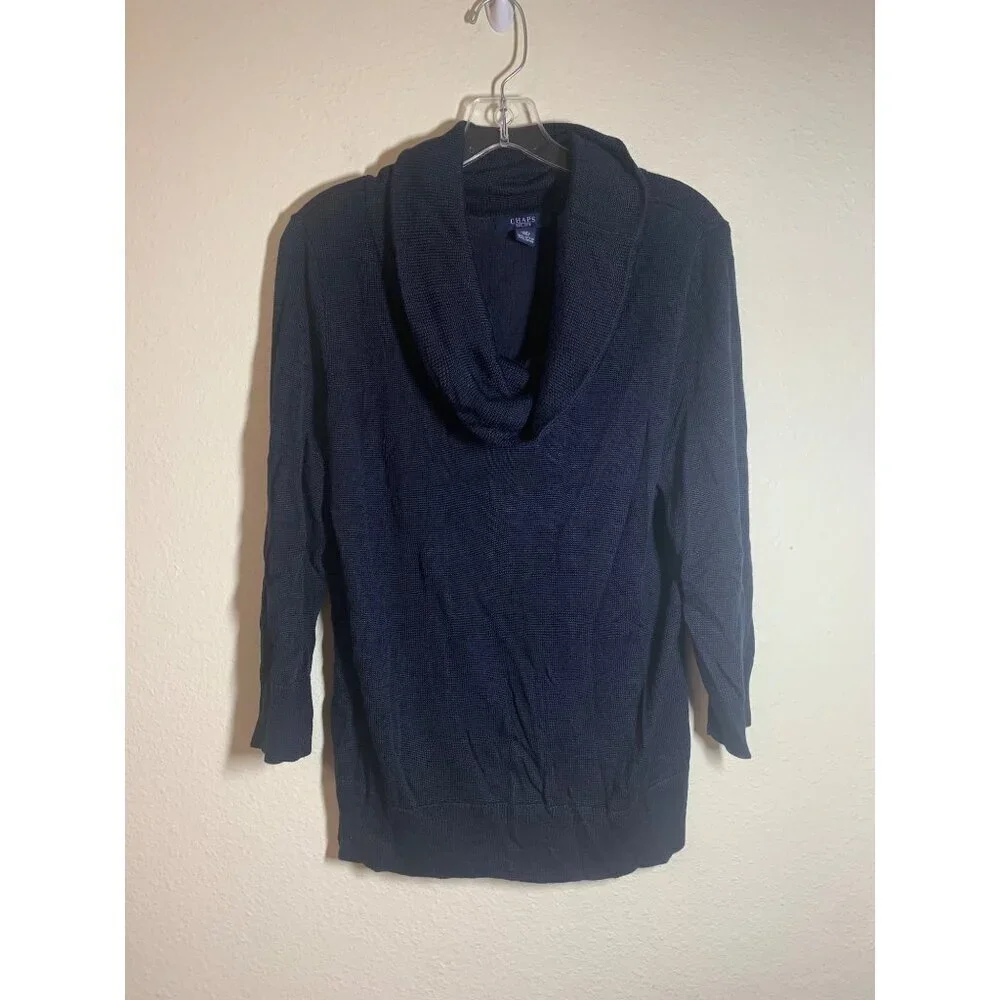 Chaps Cowl Neck Knit Sweater Women's Size XL Blue Business Casual Winter Cozy